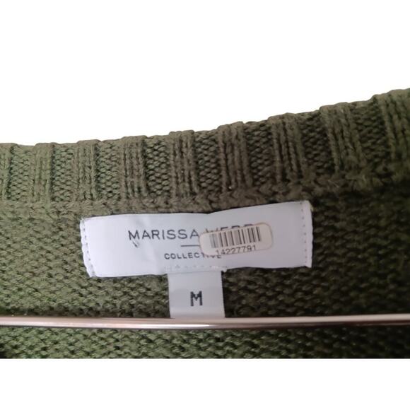 Marissa Webb Collective Women’s Sweater M Olive Green Chevron Stripe Crewneck Pu - Picture 9 of 12